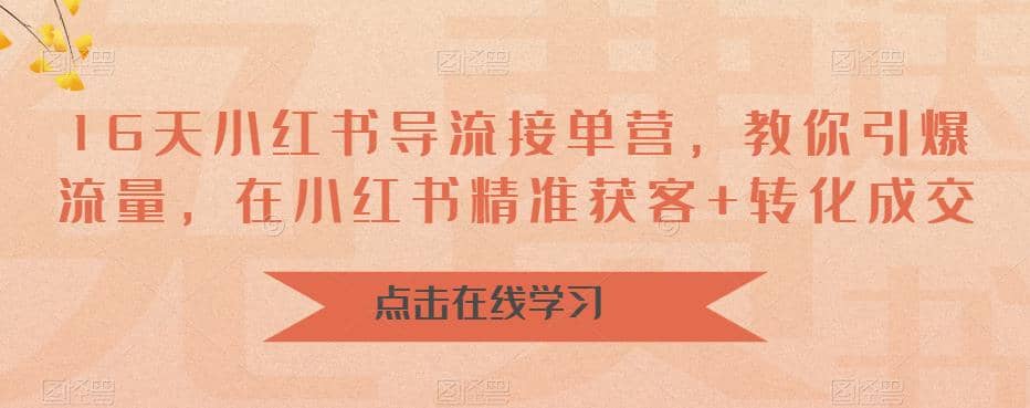 16天-小红书 导流接单营，教你引爆流量，在小红书精准获客 转化成交-让一部分人先富起来默财创业网