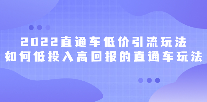 2022直通车低价引流玩法，教大家如何低投入高回报的直通车玩法-让一部分人先富起来默财 创业网