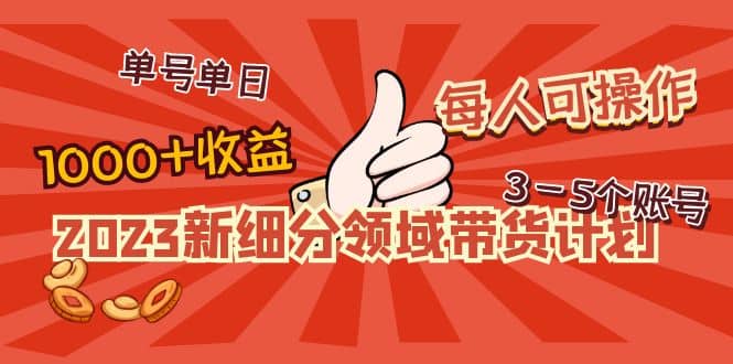 2023新细分领域带货计划：单号单日1000 收益不难，每人可操作3-5个账号-让一部分人先富起来默财创业网