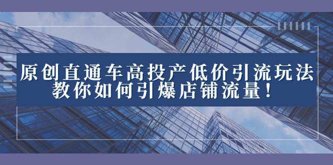 2023直通车高投产低价引流玩法，教你如何引爆店铺流量！-让一部分人先富起来默财 创业网