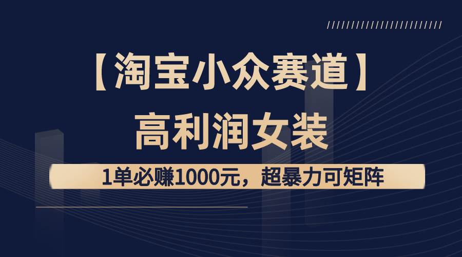【淘宝小众赛道】高利润女装：1单必赚1000元，超暴力可矩阵-让一部分人先富起来默财创业网