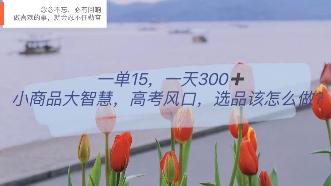 一单15，一天300 ，小商品大智慧，高考风口，选品该怎么布局-让一部分人先富起来默财创业网