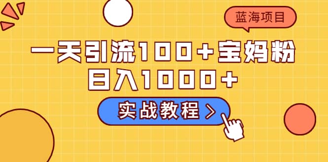 一天引流100 宝妈粉，日入1000 的蓝海项目（实战教程）-让一部分人先富起来默财创业网