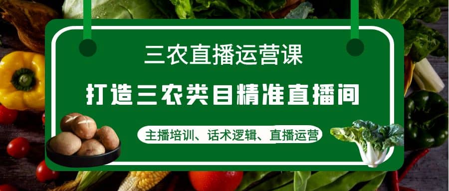 三农直播运营课：打造三农类目精准直播间，主播培训、话术逻辑、直播运营-让一部分人先富起来默财 创业网