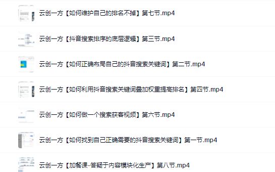 云创一方2022抖音SEO系列课程，教你如何快速上抖音搜索排名第一-让一部分人先富起来默财创业网