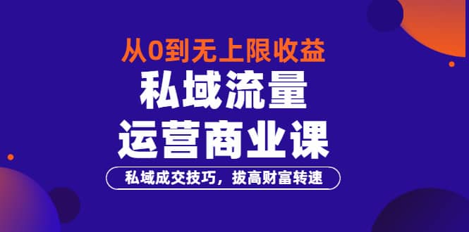 从0到无上限收益的《私域流量运营商业课》私域成交技巧，拔高财富转速-让一部分人先富起来默财创业网