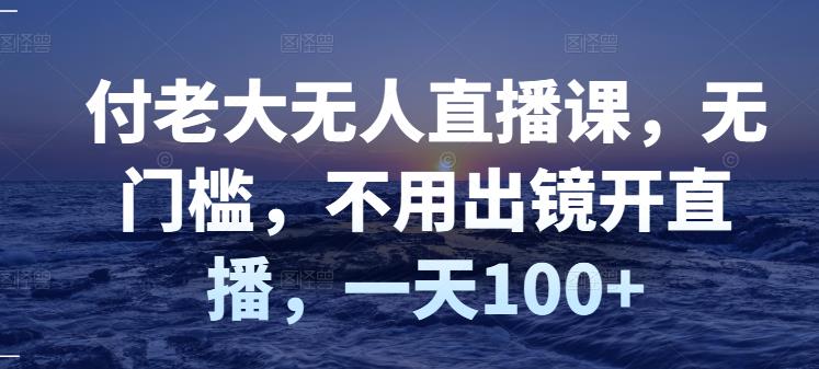 付老大无人直播课，无门槛，不用出镜开直播，一天100-让一部分人先富起来默财创业网