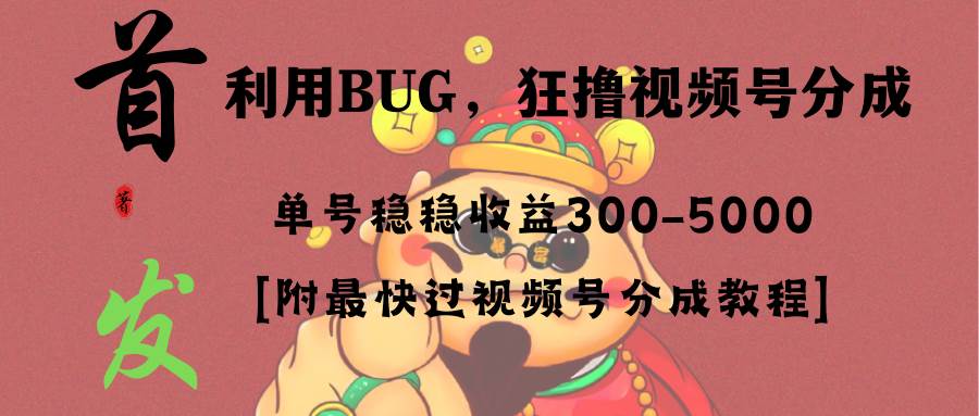 全网独家首发，视频号BUG，超短期项目，单号每日净收益300-5000！-让一部分人先富起来默财 创业网