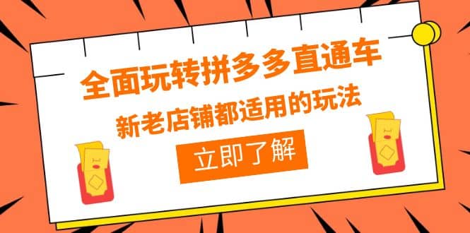 全面玩转拼多多直通车，新老店铺都适用的玩法（12节精华课）-让一部分人先富起来默财 创业网