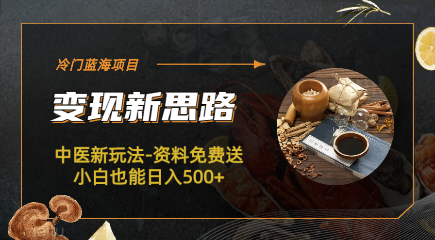 冷门蓝海项目-中医新玩法-冷门蓝海项目-中医新玩法-资料免费送小白也能日入500 500-让一部分人先富起来默财创业网