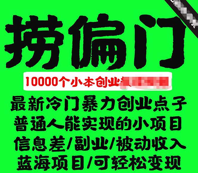 千款捞偏门小本创业小项目，总有一款适合你【无水印】-让一部分人先富起来默财创业网