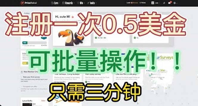 国外项目注册一次0.5美金 只需三分钟无脑操作 可批量放大 小白工作室福利-让一部分人先富起来默财创业网