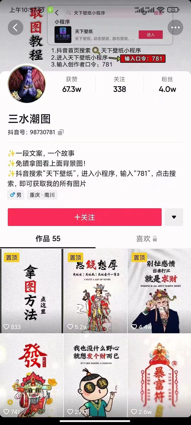 国潮壁纸变现项目，新手可操作日赚200 【素材 软件 教程】-让一部分人先富起来默财创业网
