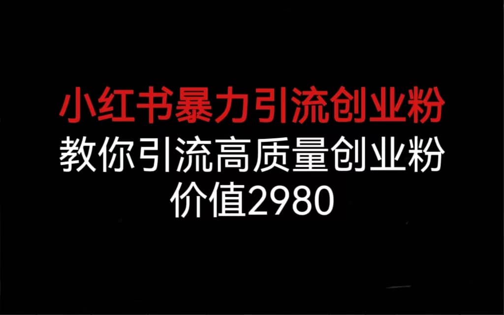 小红书暴力引流创业粉，教你引流高质量创业粉，价值2980-让一部分人先富起来默财创业网