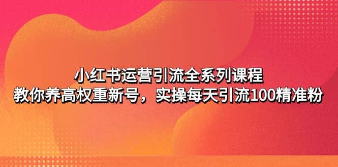 小红书运营引流全系列课程：教你养高权重新号-让一部分人先富起来默财创业网