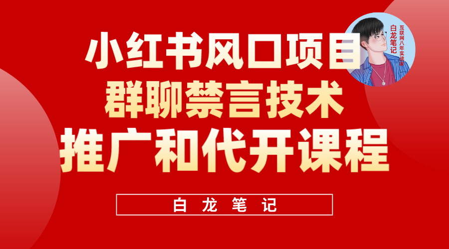小红书风口项目日入300 ，小红书群聊禁言技术代开项目，适合新手操作-让一部分人先富起来默财创业网
