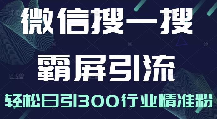 微信搜一搜霸屏引流课，打造被动精准引流系统，轻松日引300行业精准粉【无水印】-让一部分人先富起来默财 创业网
