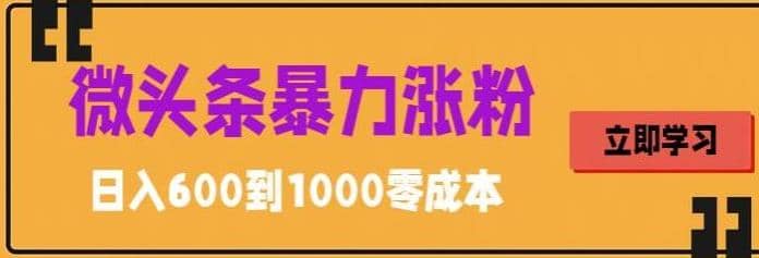 微头条暴力涨粉技巧搬运文案就能涨几万粉丝，简单0成本，日赚600-让一部分人先富起来默财创业网