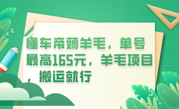 懂车帝薅羊毛，单号最高165元，羊毛项目，搬运就行-让一部分人先富起来默财创业网