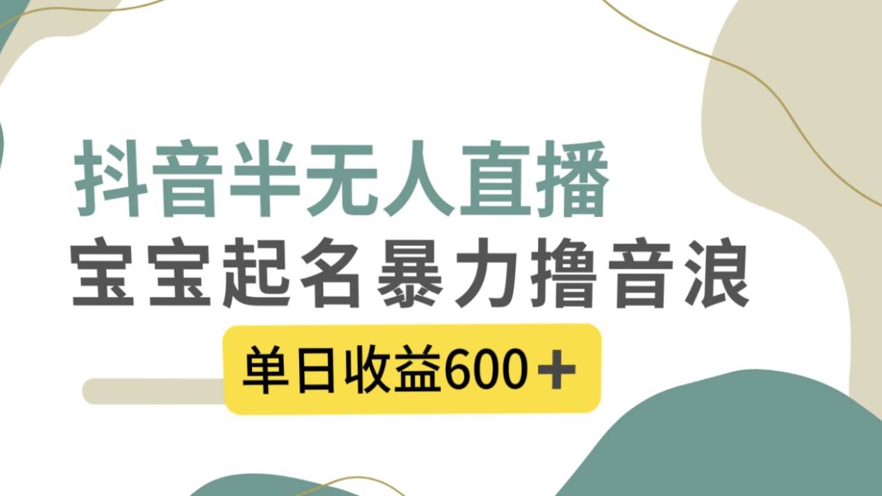 抖音半无人直播，宝宝起名，暴力撸音浪，单日收益600-让一部分人先富起来默财 创业网