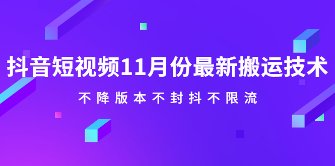 抖音短视频11月份最新搬运技术，不降版本不封抖不限流！【视频课程】-让一部分人先富起来默财创业网