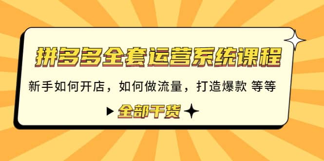 拼多多全套运营系统课程：新手如何开店 如何做流量 打造爆款 等等 全部干货-让一部分人先富起来默财创业网