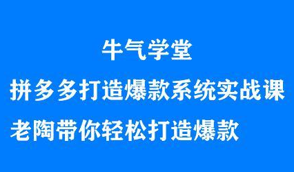 牛气学堂拼多多打造爆款系统实战课，老陶带你轻松打造爆款-让一部分人先富起来默财创业网