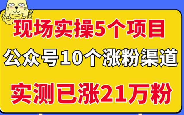 现场实操5个公众号项目，10个涨粉渠道，实测已涨21万粉！-让一部分人先富起来默财 创业网
