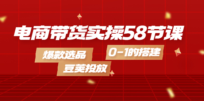 电商带货实操58节课，爆款选品，豆荚投放，0-1的搭建-让一部分人先富起来默财创业网