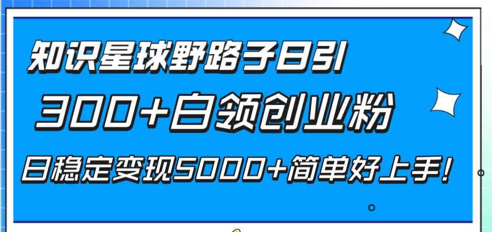知识星球野路子日引300 白领创业粉，日稳定变现5000 简单好上手！-让一部分人先富起来默财 创业网