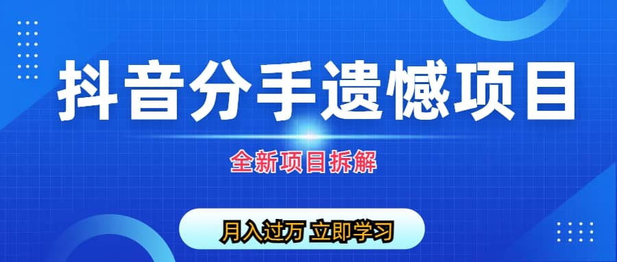 自媒体抖音分手遗憾项目私域项目拆解-让一部分人先富起来默财创业网