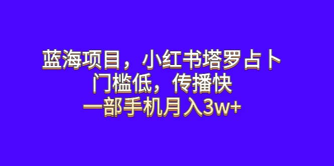 蓝海项目，小红书塔罗占卜，门槛低，传播快，一部手机月入3w-让一部分人先富起来默财创业网