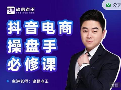 诸葛老王-抖音电商操盘手必修课：顶层设计，​起号破局，爆款运营，数据分析-让一部分人先富起来默财创业网