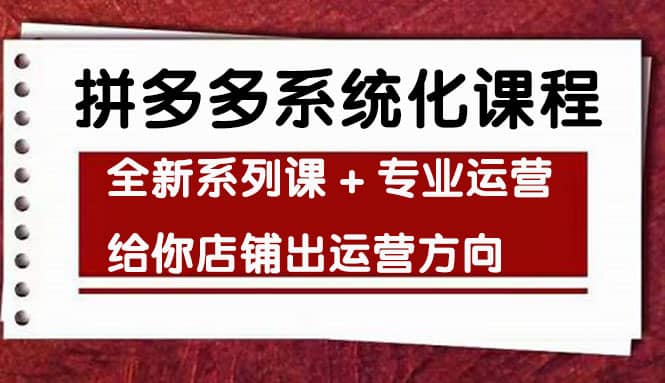 车神陪跑，拼多多系统化课程，全新系列课 专业运营给你店铺出运营方向-让一部分人先富起来默财创业网