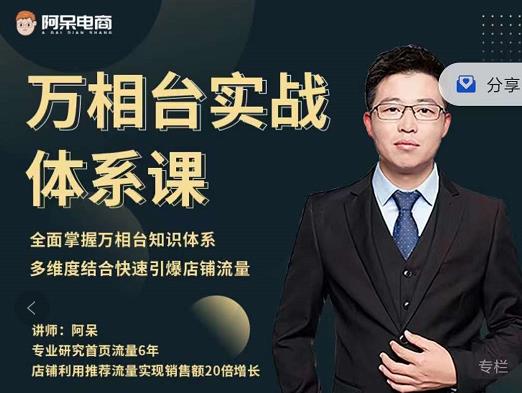 阿呆-万相台实战体系课，帮您全面掌握万相台知识体系-让一部分人先富起来默财创业网