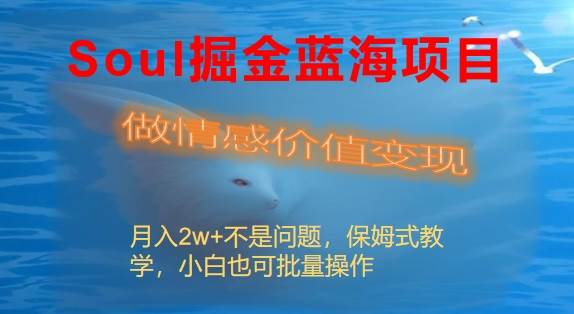 Soul掘金蓝海项目细分赛道，做情感价值变现，月入2w 不是问题-让一部分人先富起来默财创业网