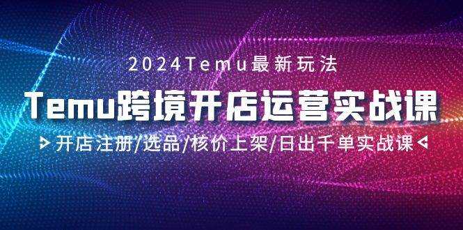 2024Temu跨境开店运营实战课，开店注册/选品/核价上架/日出千单实战课-让一部分人先富起来默财 创业网