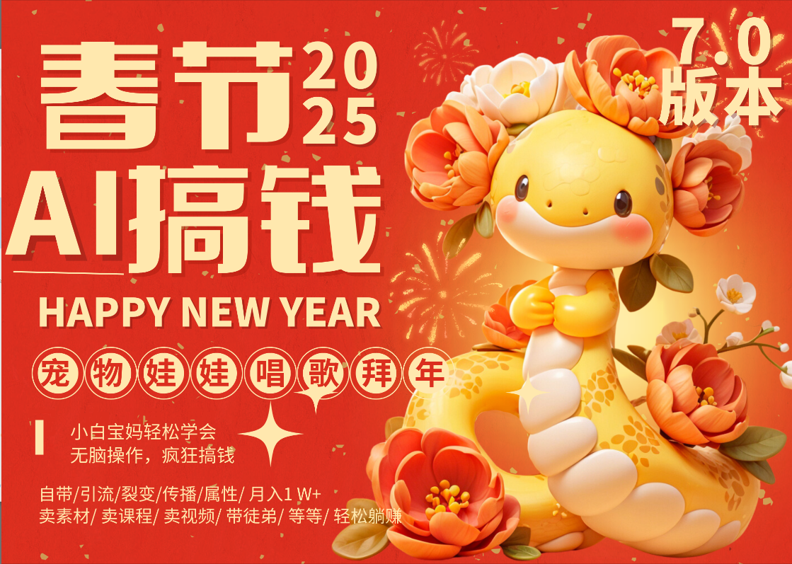 AI春节搞钱7.0升级版 蝴蝶号超火爆萌宠唱歌拜年  AI一键制作 批量出内容   春节做轻松躺赚 每日轻松十分钟  月赚米1W+  抓紧冲！可做视频 可卖素材只带小白和宝妈！-让一部分人先富起来默财 创业网