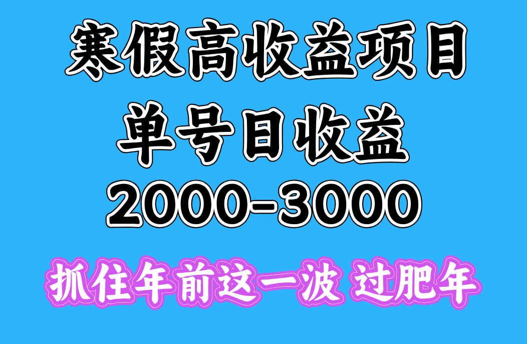 寒假期间一天收益2000-3000+，抓住年前这一波-让一部分人先富起来默财创业网