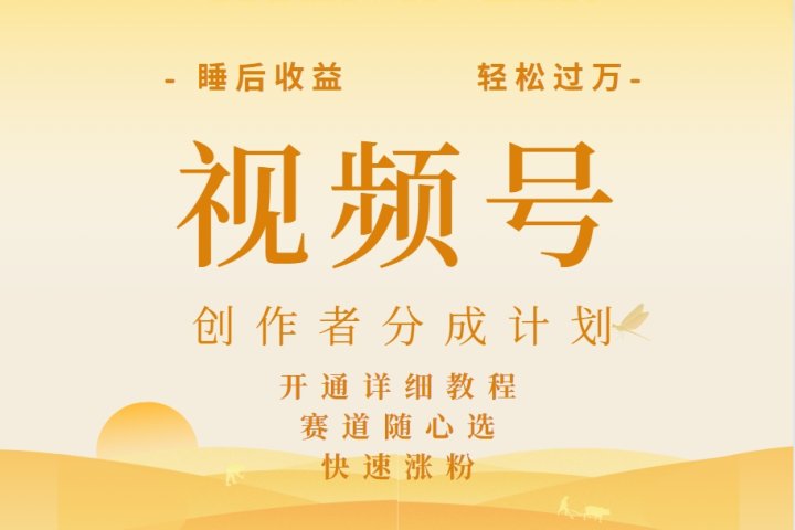 详解视频号创作者分成计划，暴力起号，可同步多平台，实现睡后收入2W+，看懂即可操作！-让一部分人先富起来默财创业网
