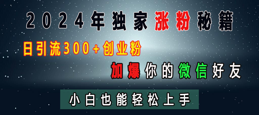 2024年独家涨粉秘籍，日引流300+创业粉，加爆你的微信好友，小白也能轻松上手-让一部分人先富起来默财创业网