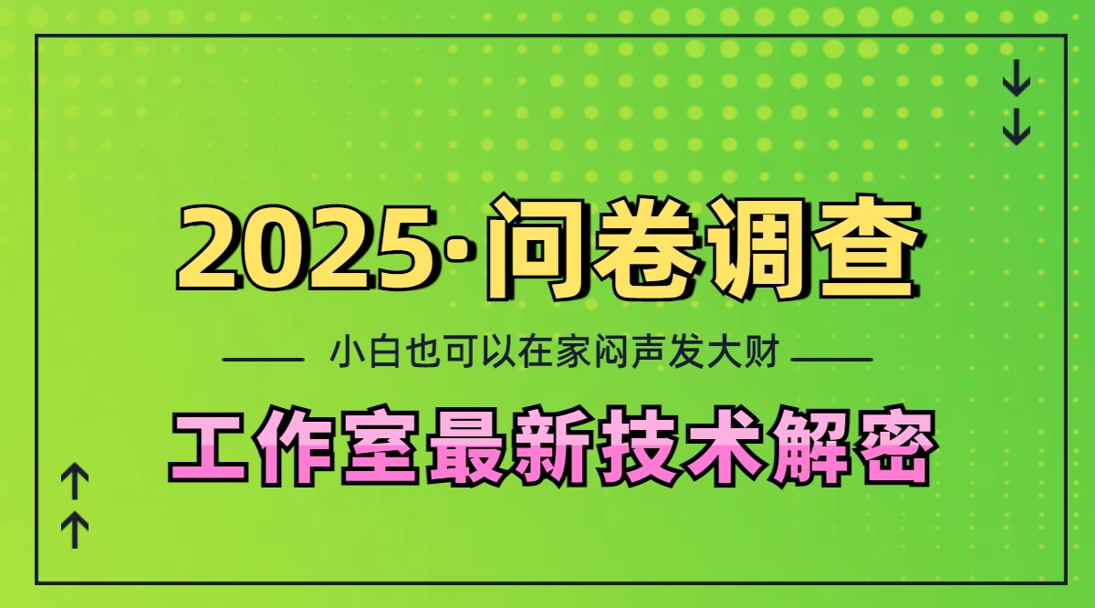 2025《问卷调查》最新工作室技术解密：一个人在家也可以闷声发大财，小白一天200+，可矩阵放大-让一部分人先富起来默财 创业网
