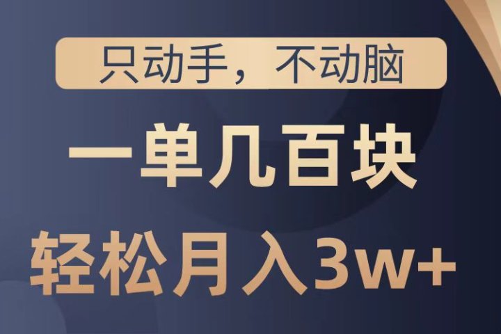 只动手不动脑，一单几百块，轻松月入2w+，看完就能直接操作，详细教程-让一部分人先富起来默财创业网