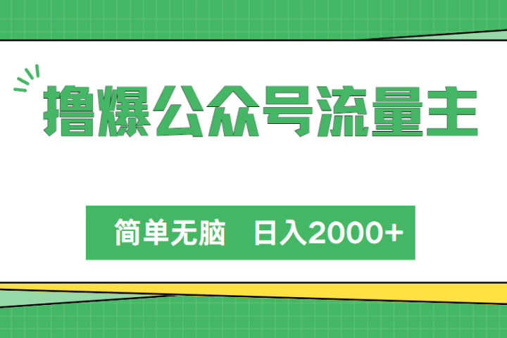 撸爆公众号流量主，简单无脑，单日变现2000+-让一部分人先富起来默财 创业网