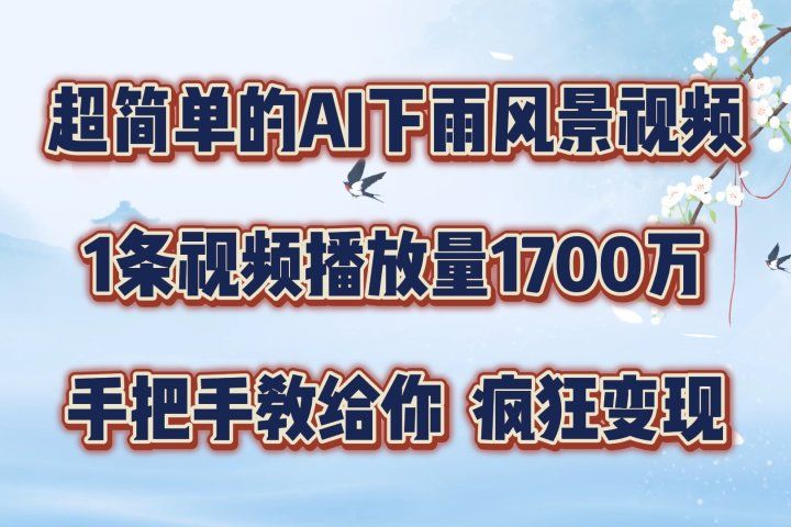 超简单的AI风景视频，1条视频播放量1700万，手把手教给你-让一部分人先富起来默财创业网