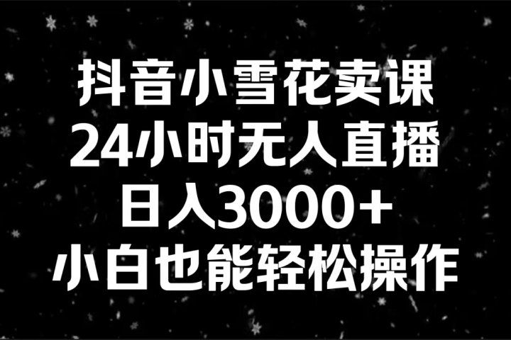 抖音小雪花卖课，24小时无人直播，日入3000+,小白也能轻松操作-让一部分人先富起来默财 创业网