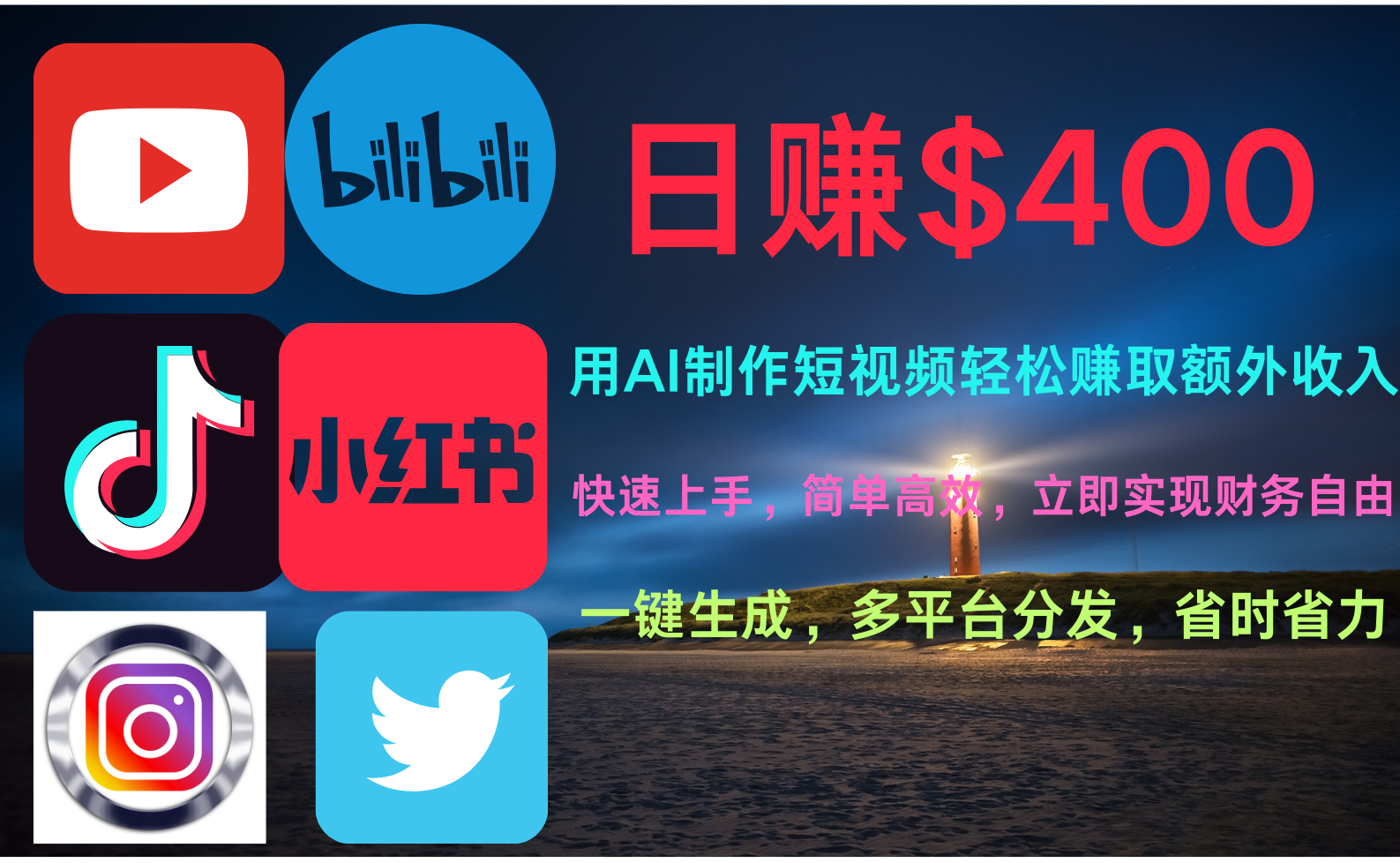 图片[1]-让一部分人先富起来玩转全网视频平台，创造视频就能轻松赚取每天400美金-让一部分人先富起来默财 创业网