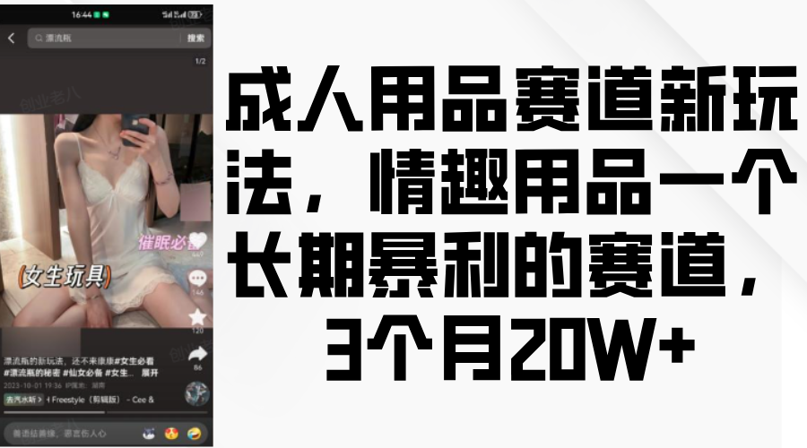 情趣用品一个长期暴利的赛道，成人用品赛道新玩法，3个月20W+-让一部分人先富起来默财创业网