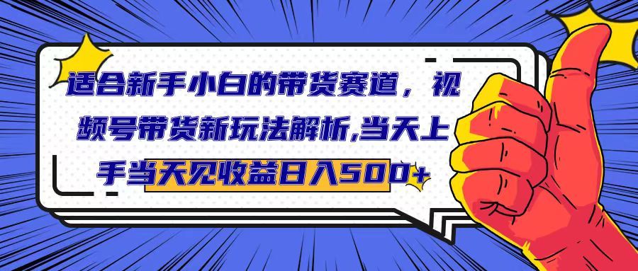 适合新手小白的带货赛道，视频号带货新玩法解析,当天上手当天见收益，日入500+-让一部分人先富起来默财 创业网