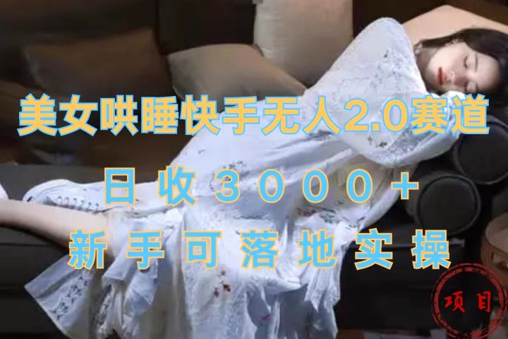 美女哄睡快手无人2.0赛道，日收3000+，新手可落地实操-让一部分人先富起来默财创业网